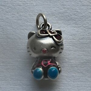 Hello Kitty Fine Silver S999 Charm Necklace Pendant Enameled